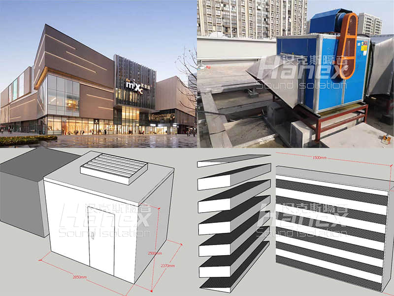 樓頂油煙風(fēng)機噪聲治理案例-昆山萬象匯爐魚
